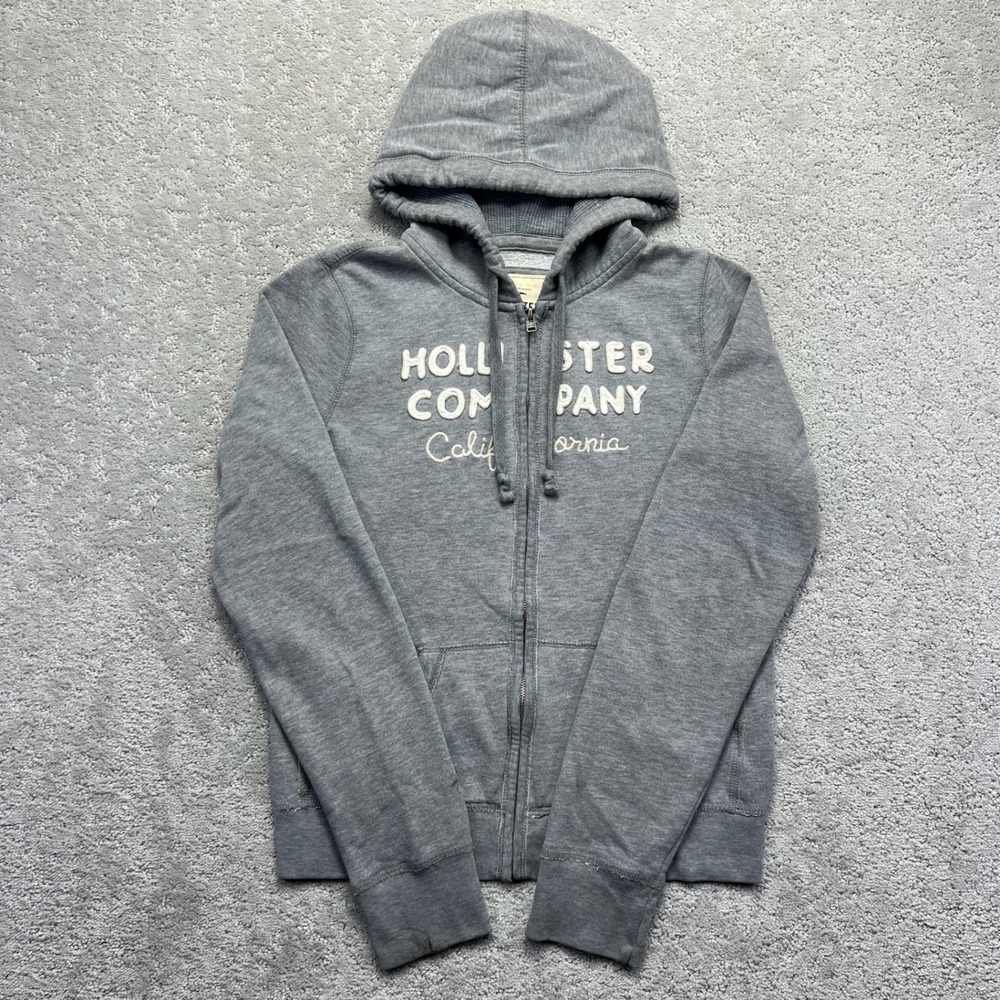 Y2k Hollister Company‎ Hoodie Womens L Gray Zip Up California Embroidered Logo